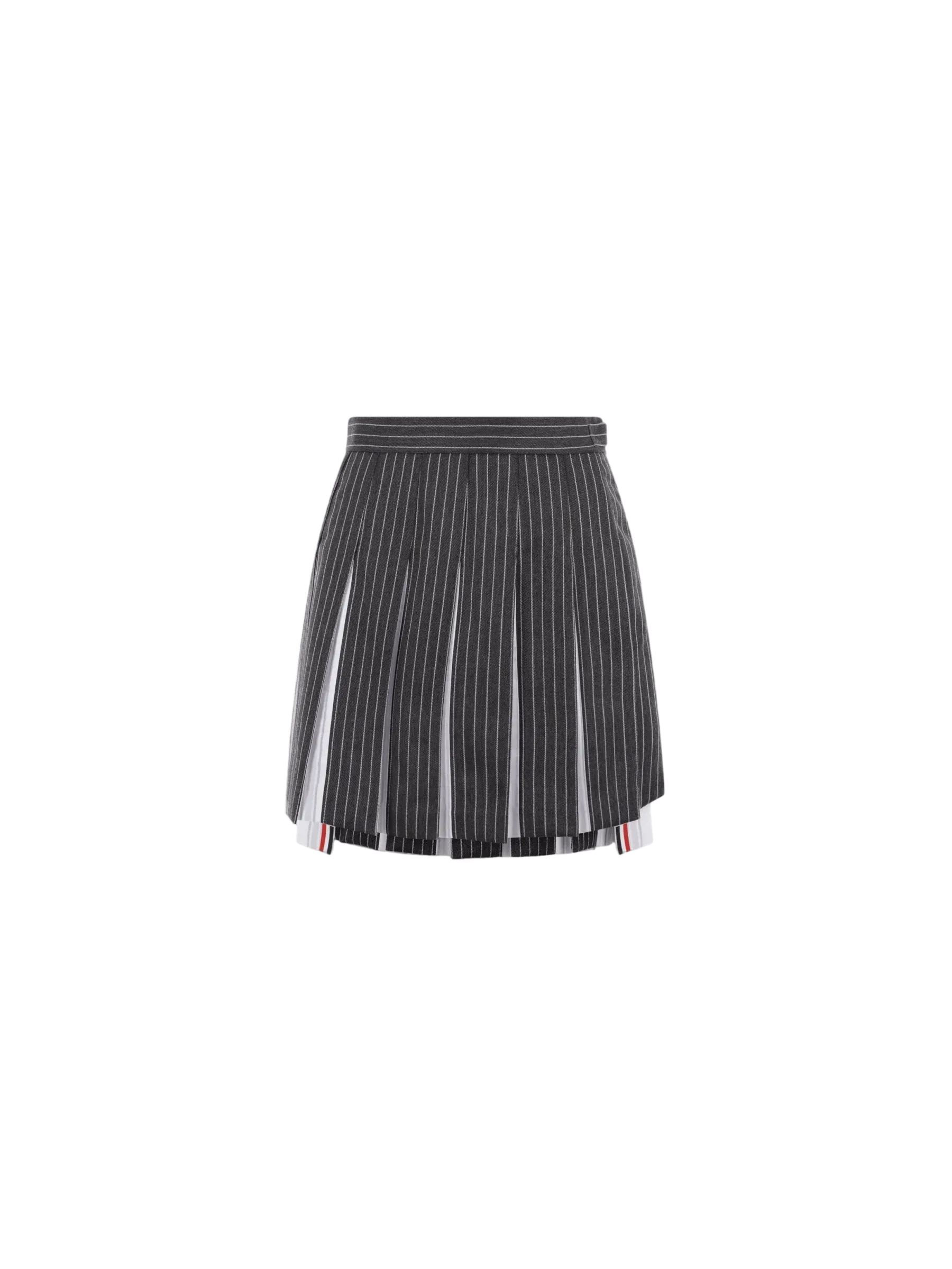 Pinstriped Pleated Wool Skirt