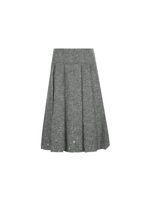 Pleated A-line Skirt in Wool