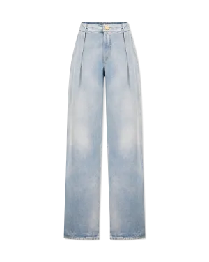 Pleated Denim Jeans