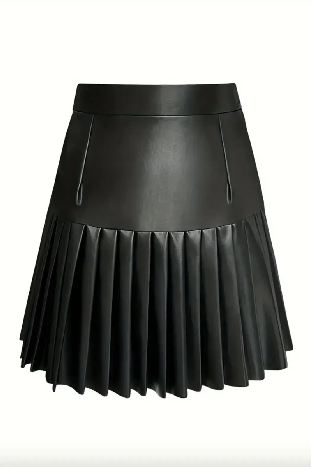 Pleated Faux Leather Mini Skirt