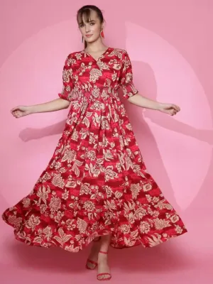 Red Floral Maxi Dress