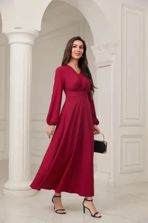Red Long Sleeve Maxi Dress