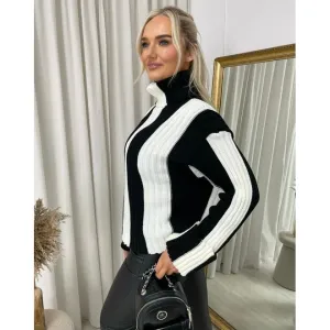 Roll Neck Stripe Knitted Jumper