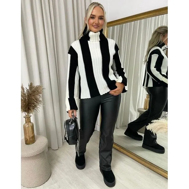 Roll Neck Stripe Knitted Jumper