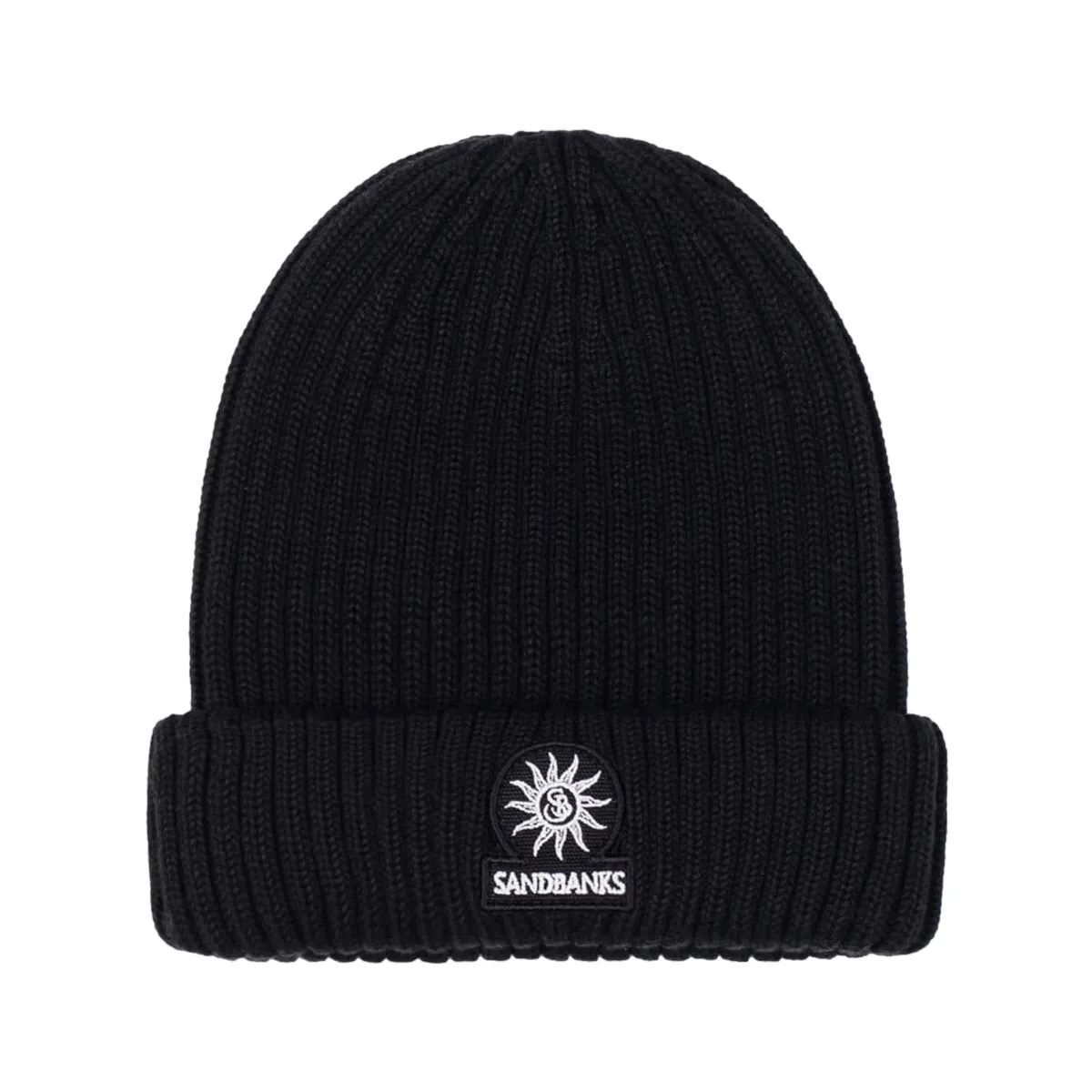 Sandbanks Badge Logo Ribbed Beanie Black