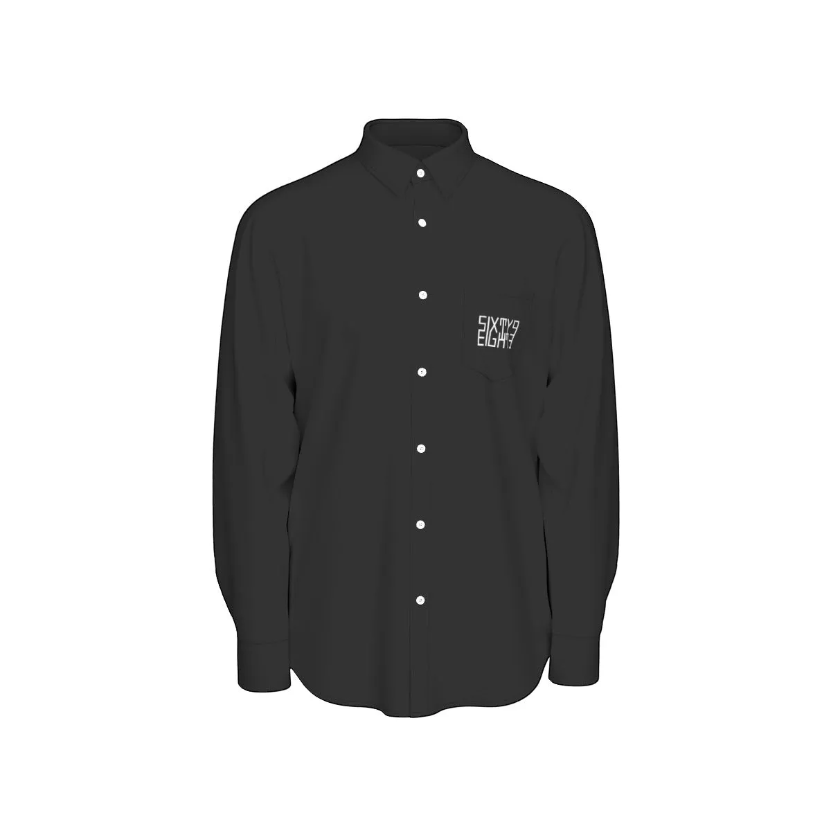 Sixty Eight 93 Logo White Black Men's Cotton Long Sleeve Shirt
