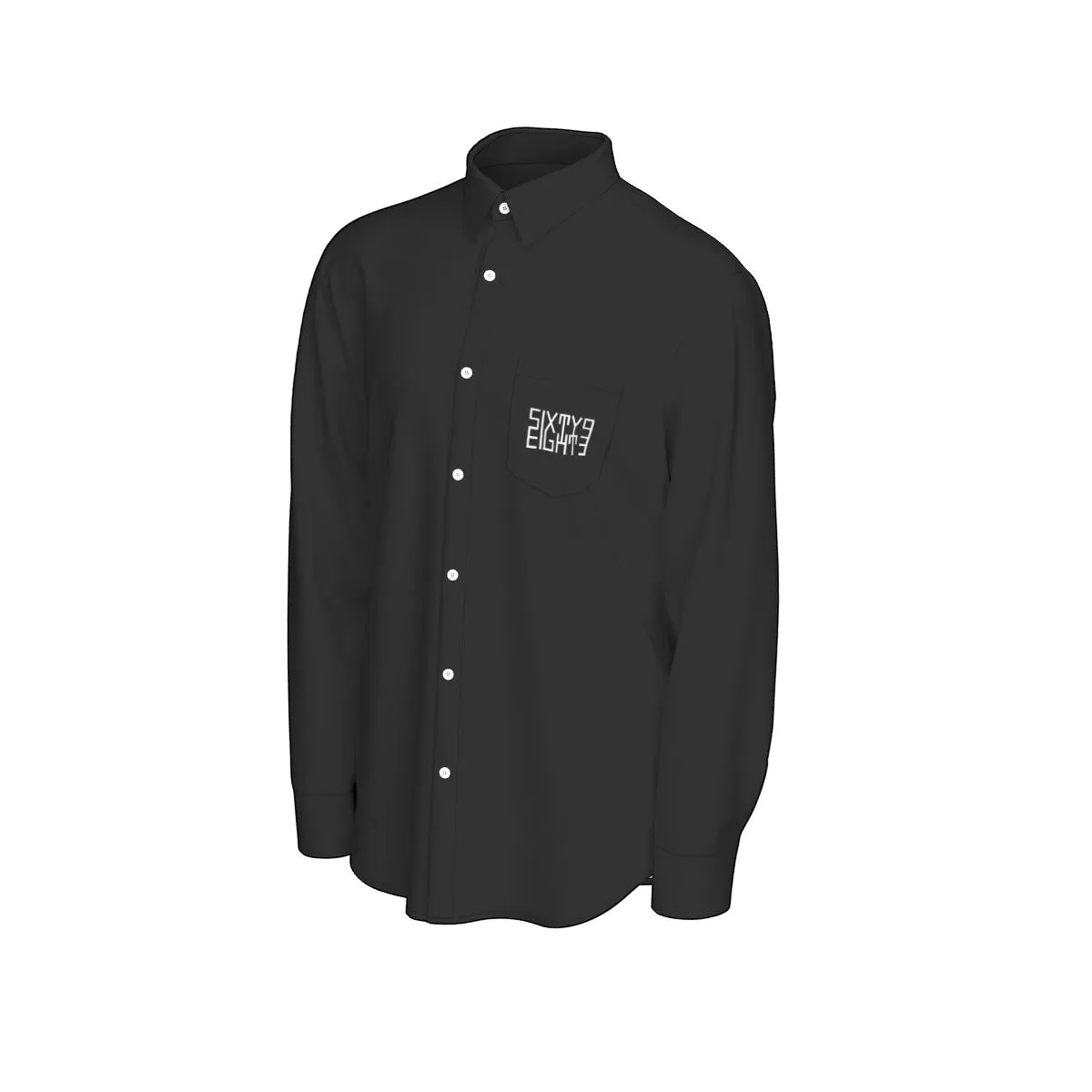 Sixty Eight 93 Logo White Black Men's Cotton Long Sleeve Shirt