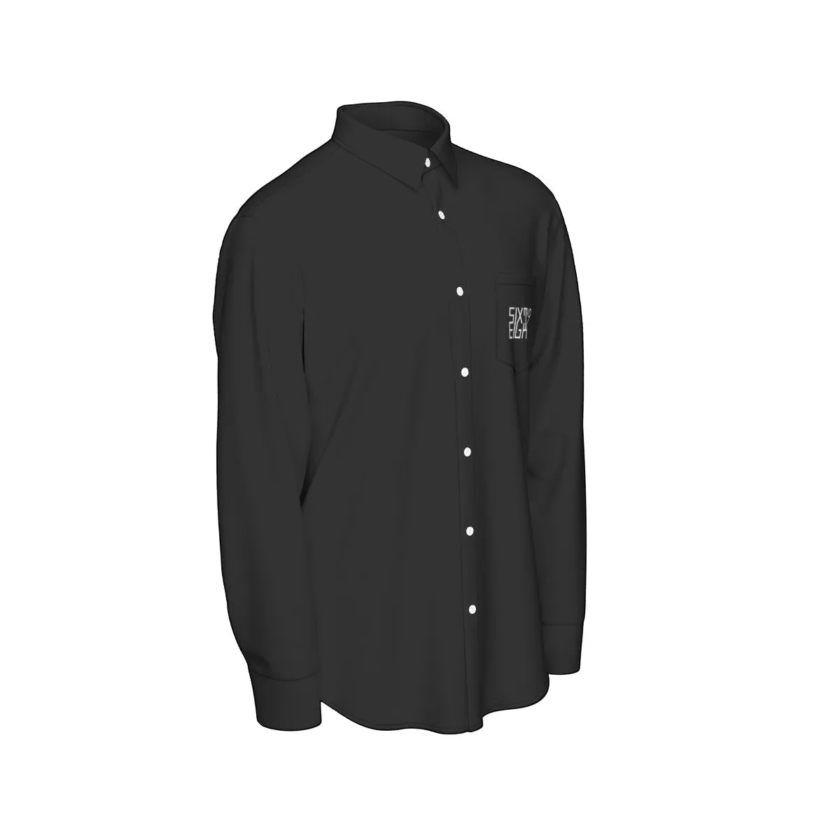 Sixty Eight 93 Logo White Black Men's Cotton Long Sleeve Shirt