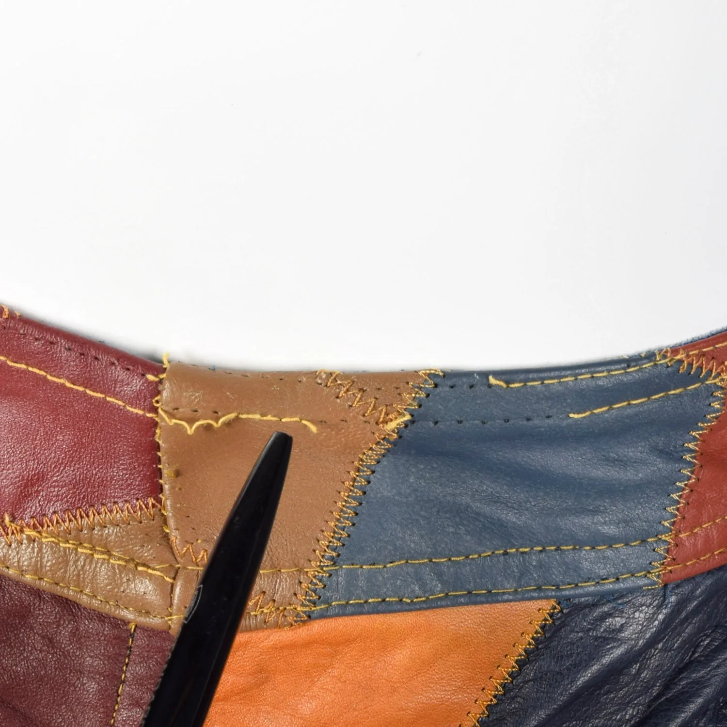 Small 1970s Patchwork Leather Denim Bellbottoms