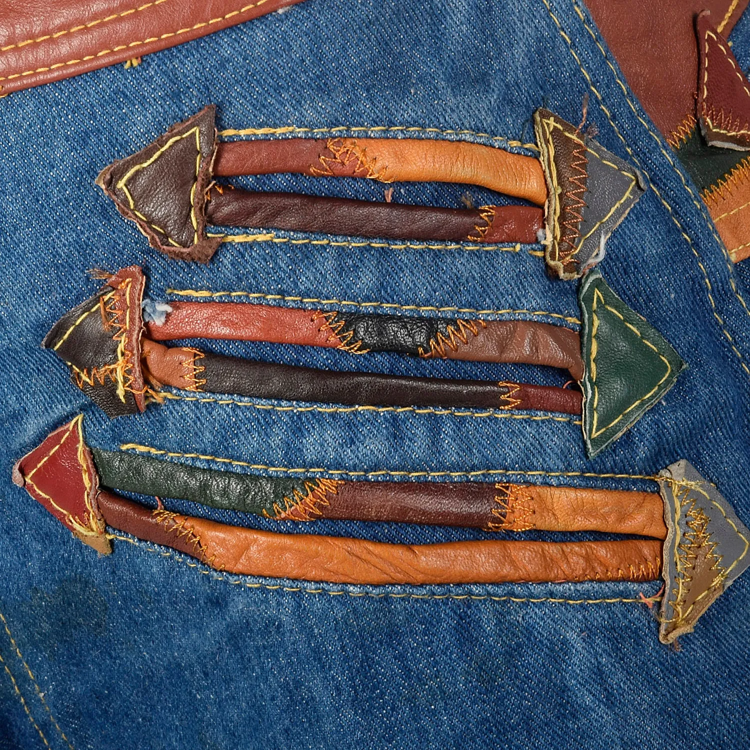 Small 1970s Patchwork Leather Denim Bellbottoms