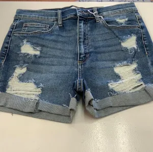 Sneak Peek Hi-Rise Medium-Dark Wash Denim Shorts