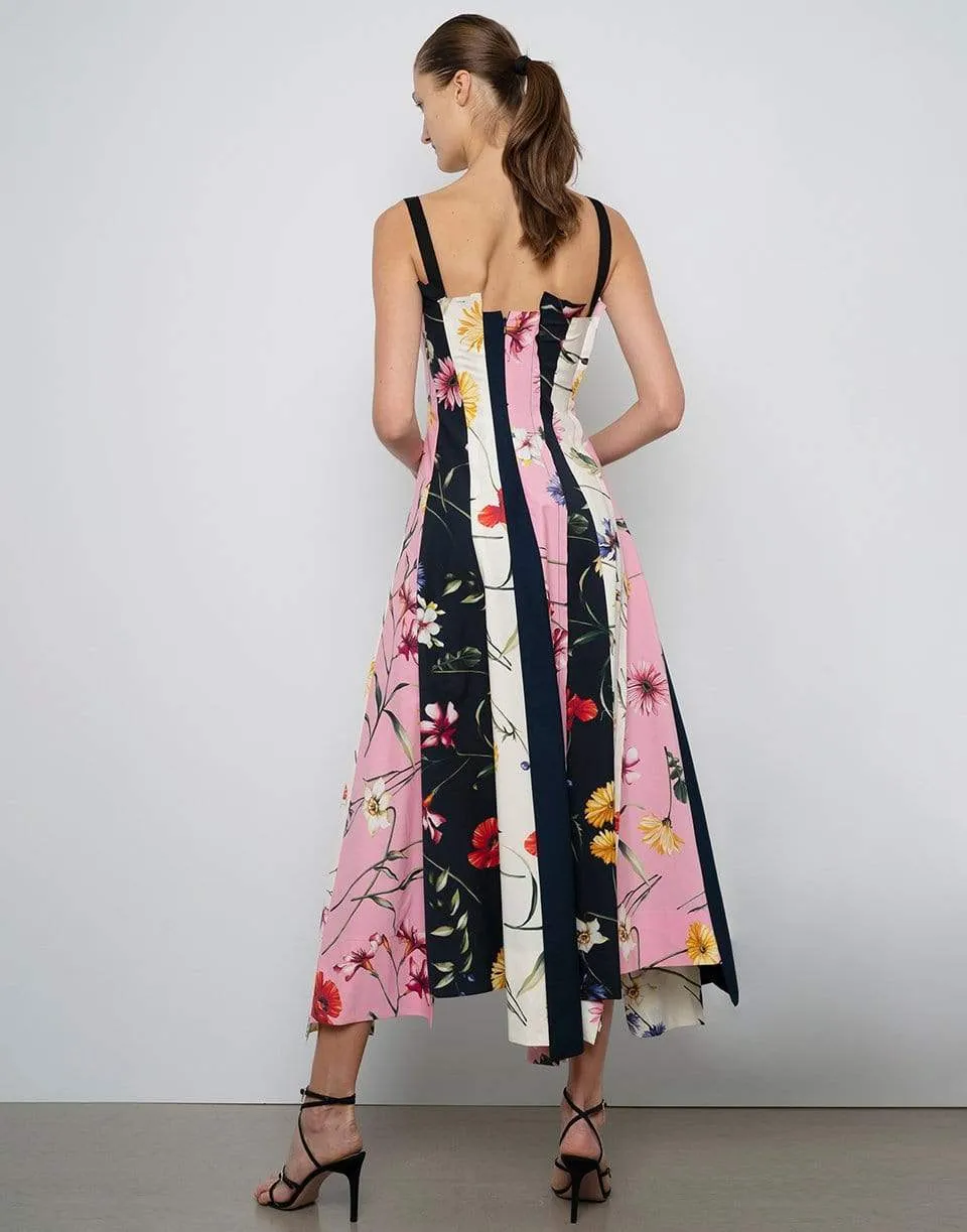 Square Neck Floral Midi Dress