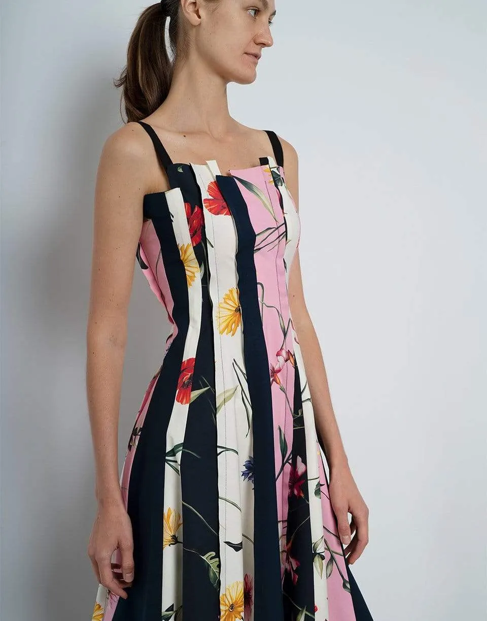 Square Neck Floral Midi Dress