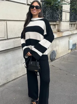 Stripe Knitted Co-Ord - Black