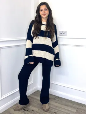 Stripe Knitted Co-Ord - Navy