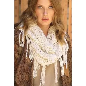 Take Me To Aspen Fringe Scarf- Cream