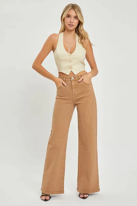 Tummy Control Wide Leg Cocoa Jeans