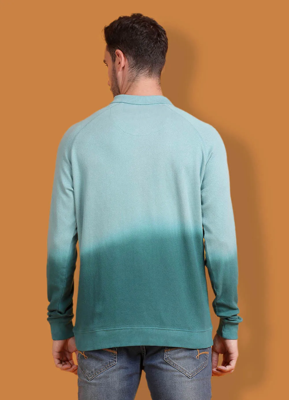 Tye Dye Cotton Slim Fit Turquoise Ombre TShirt