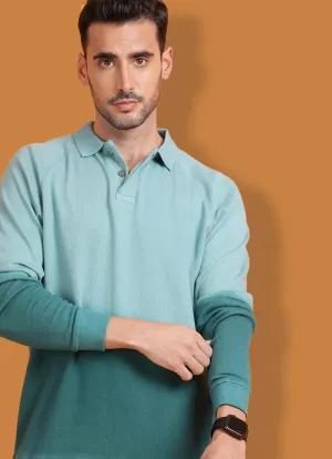 Tye Dye Cotton Slim Fit Turquoise Ombre TShirt