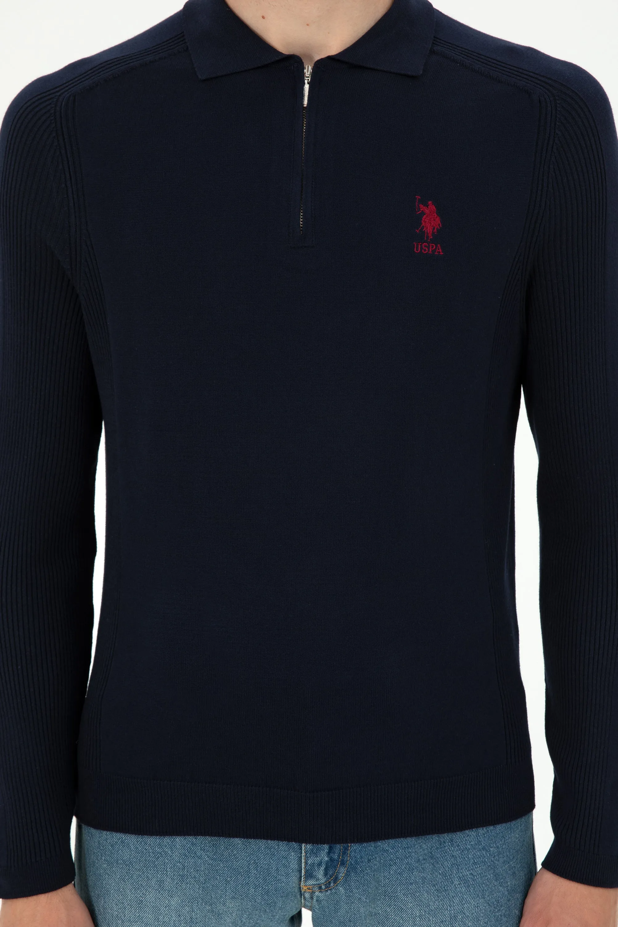 USPA Men Jumper Half Zipper Navy VR033 USPJR377 US POLO ASSN.