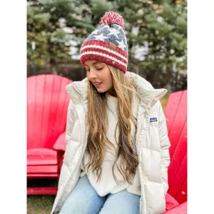 Vintage USA Flag Knit Pom C.C Beanie HAT