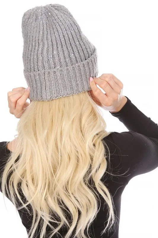 Warm Sequin Beanie Hat