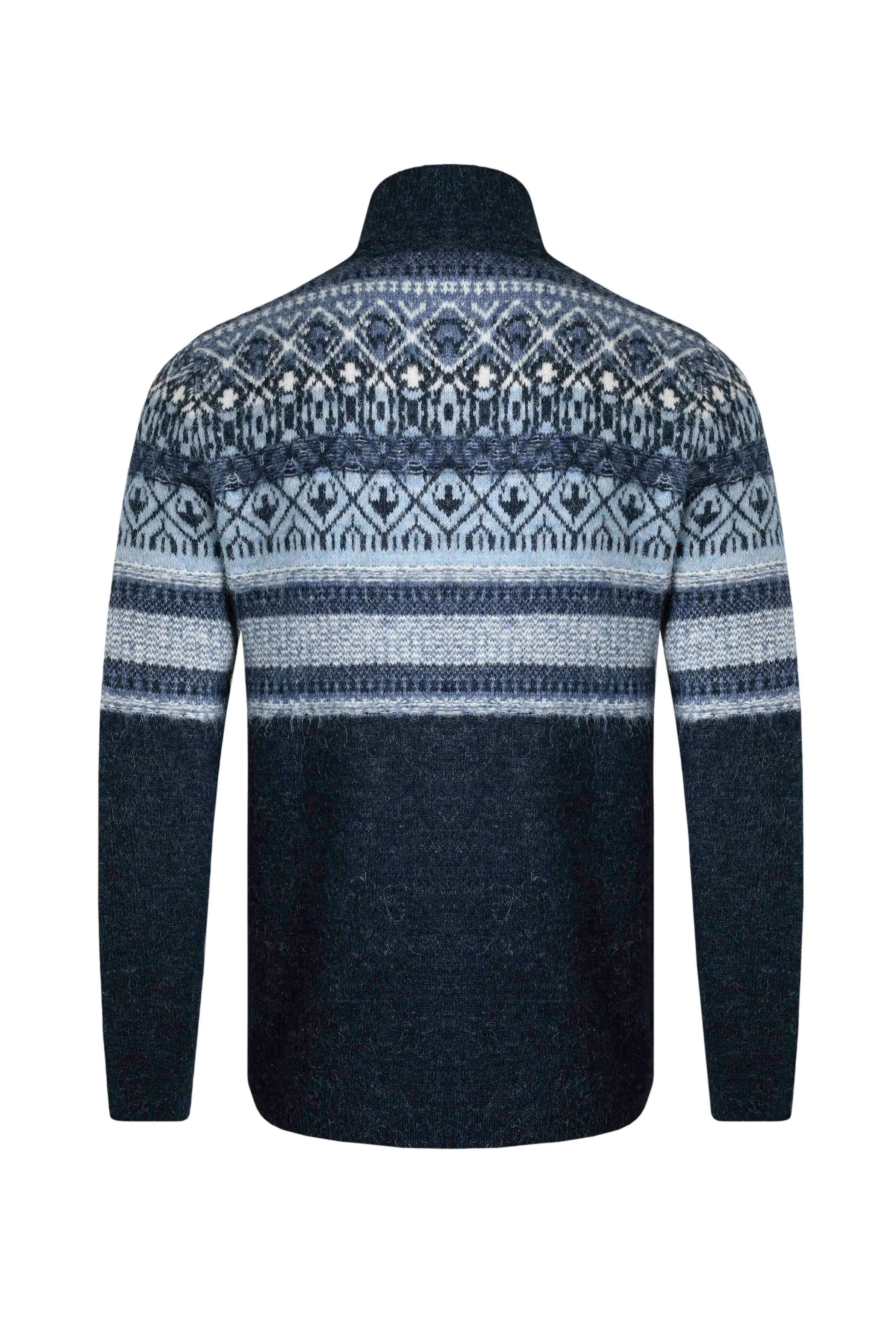 Weird Fish S Navy Yarmouth Eco 1/4 Zip Fair Isle Jumper