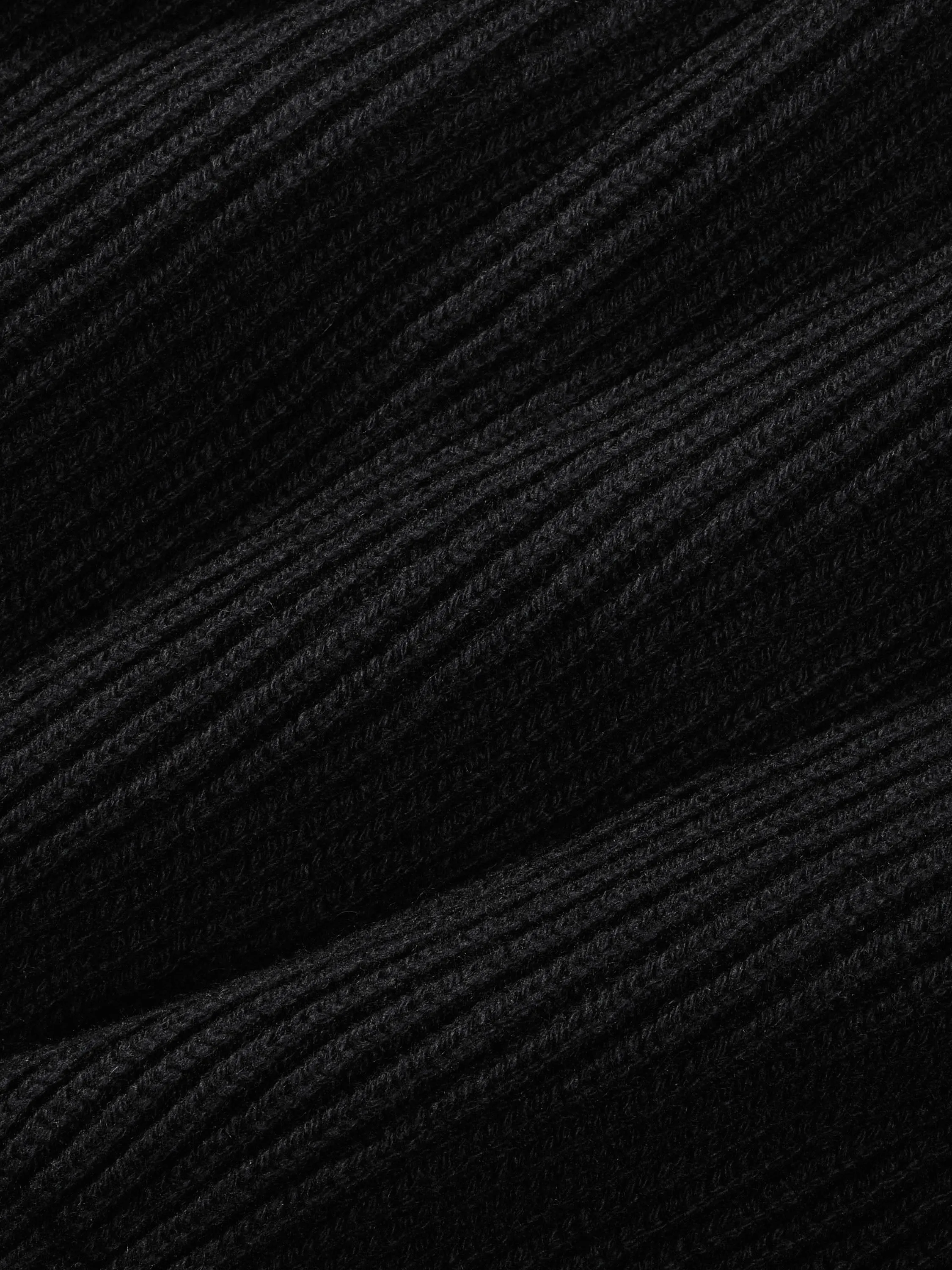 Womens Recycled Cashmere Funnel-Neck Sweater—black