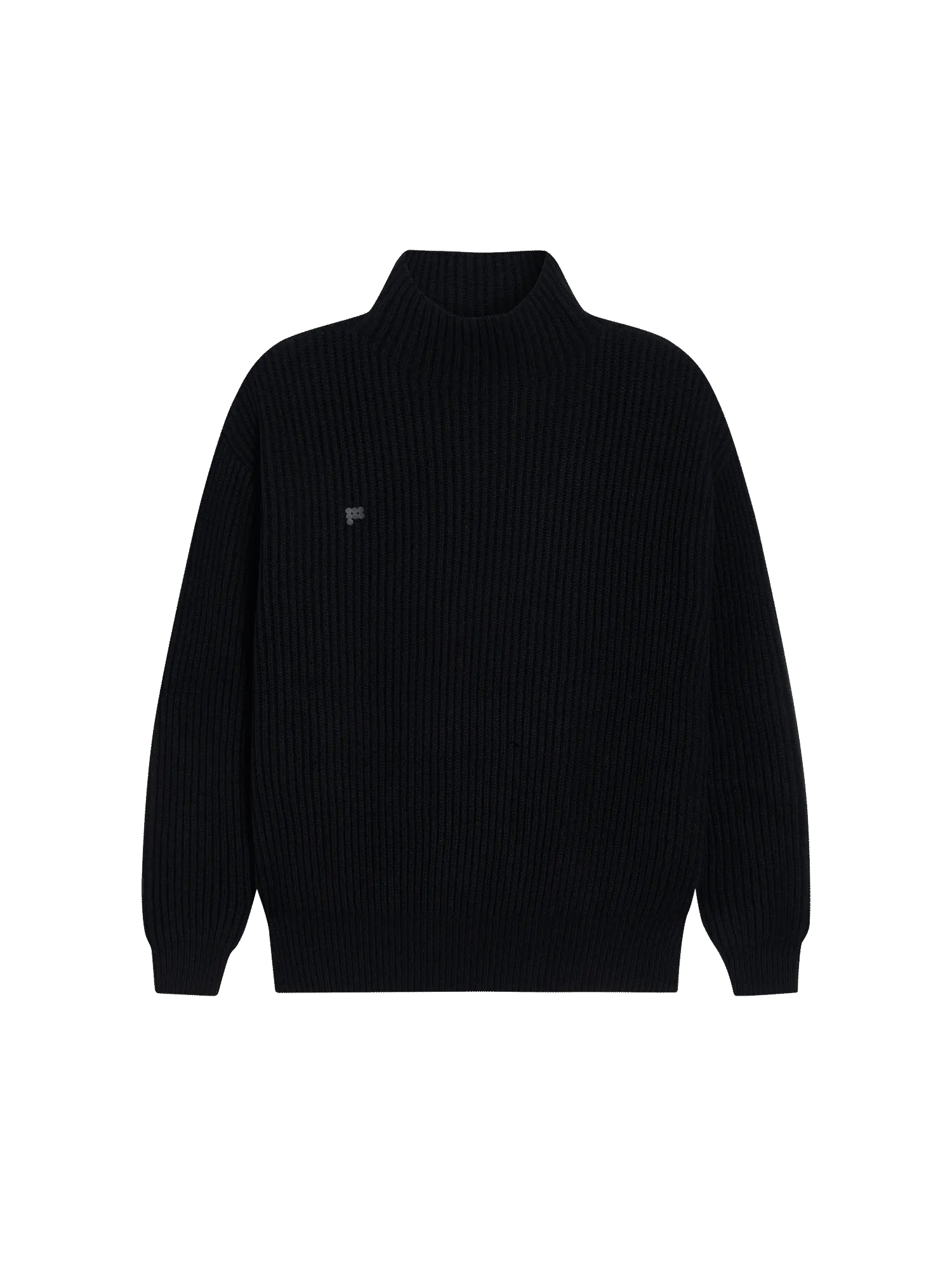 Womens Recycled Cashmere Funnel-Neck Sweater—black