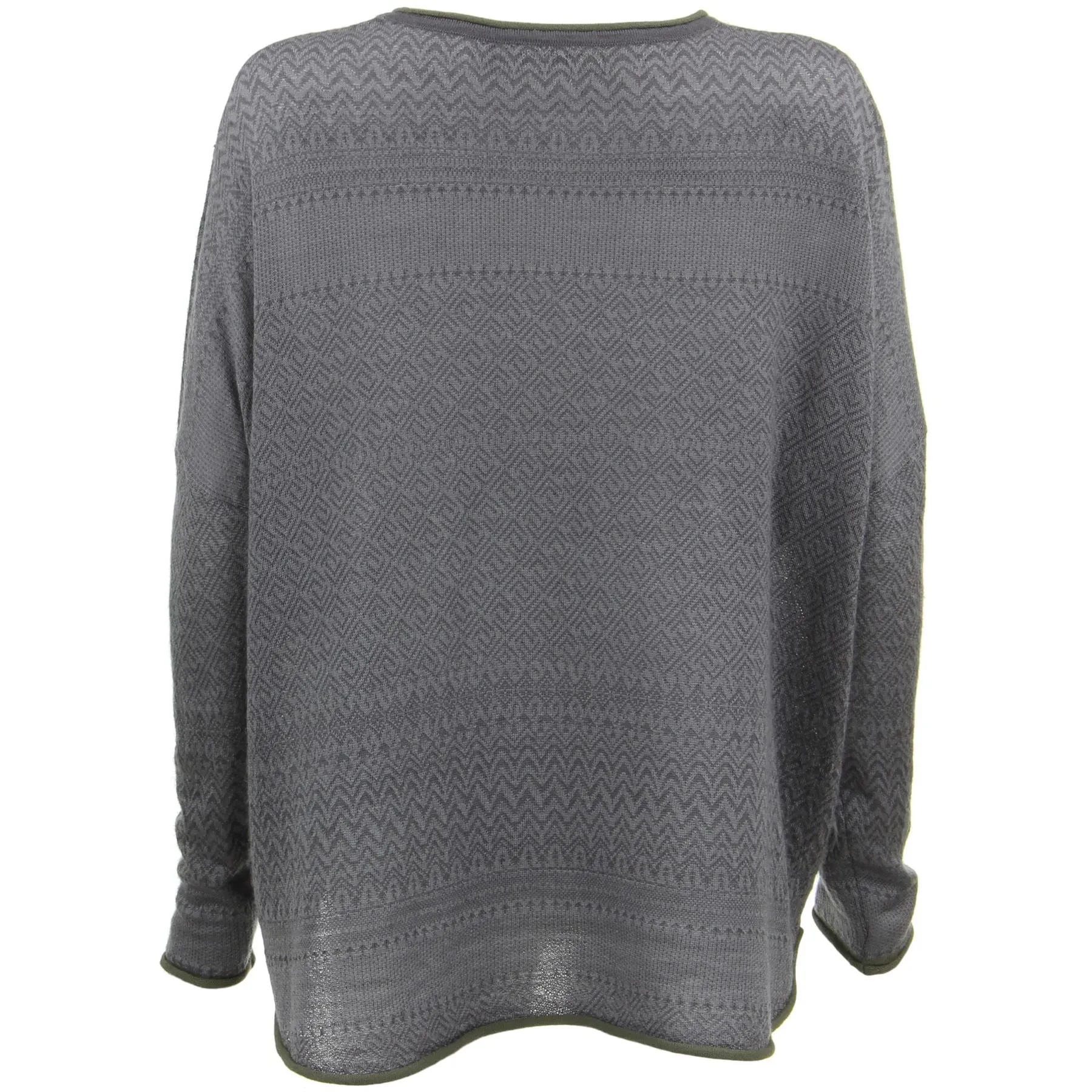 Wool Blend Knit Jumper with Nordic Fair Isle Design - Grey Lavender