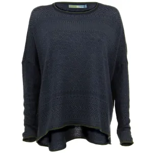 Wool Blend Knit Jumper with Nordic Fair Isle Design - Indigo Grape