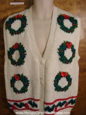 Wreath 6pack 80s Ugly Christmas Sweater Vest