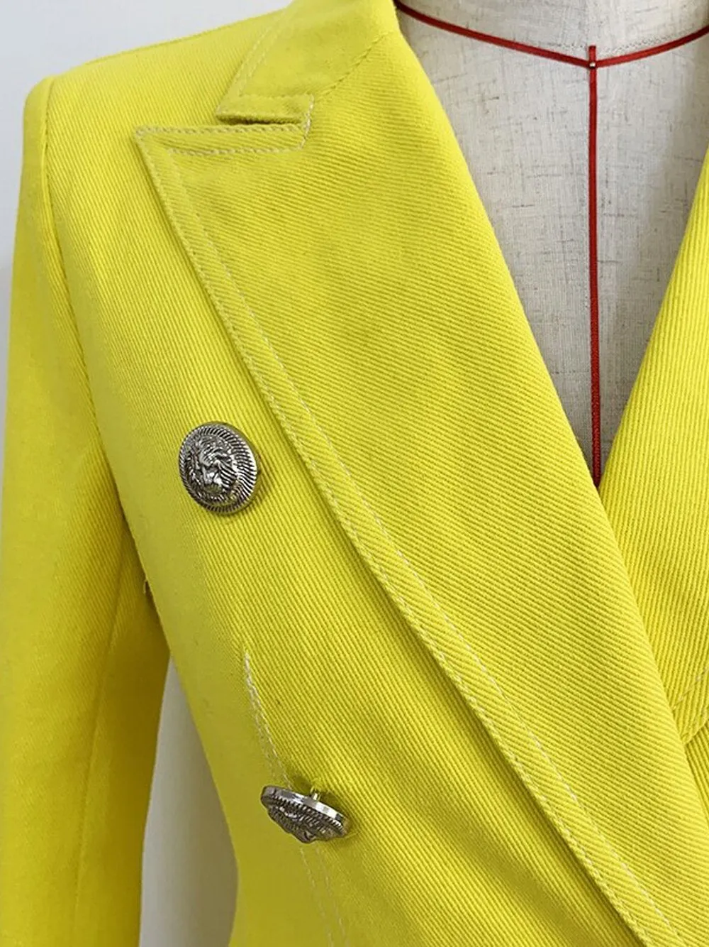 Yellow Double Breasted Denim Blazer